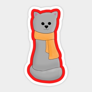 Cat in Orange Scarf Sticker